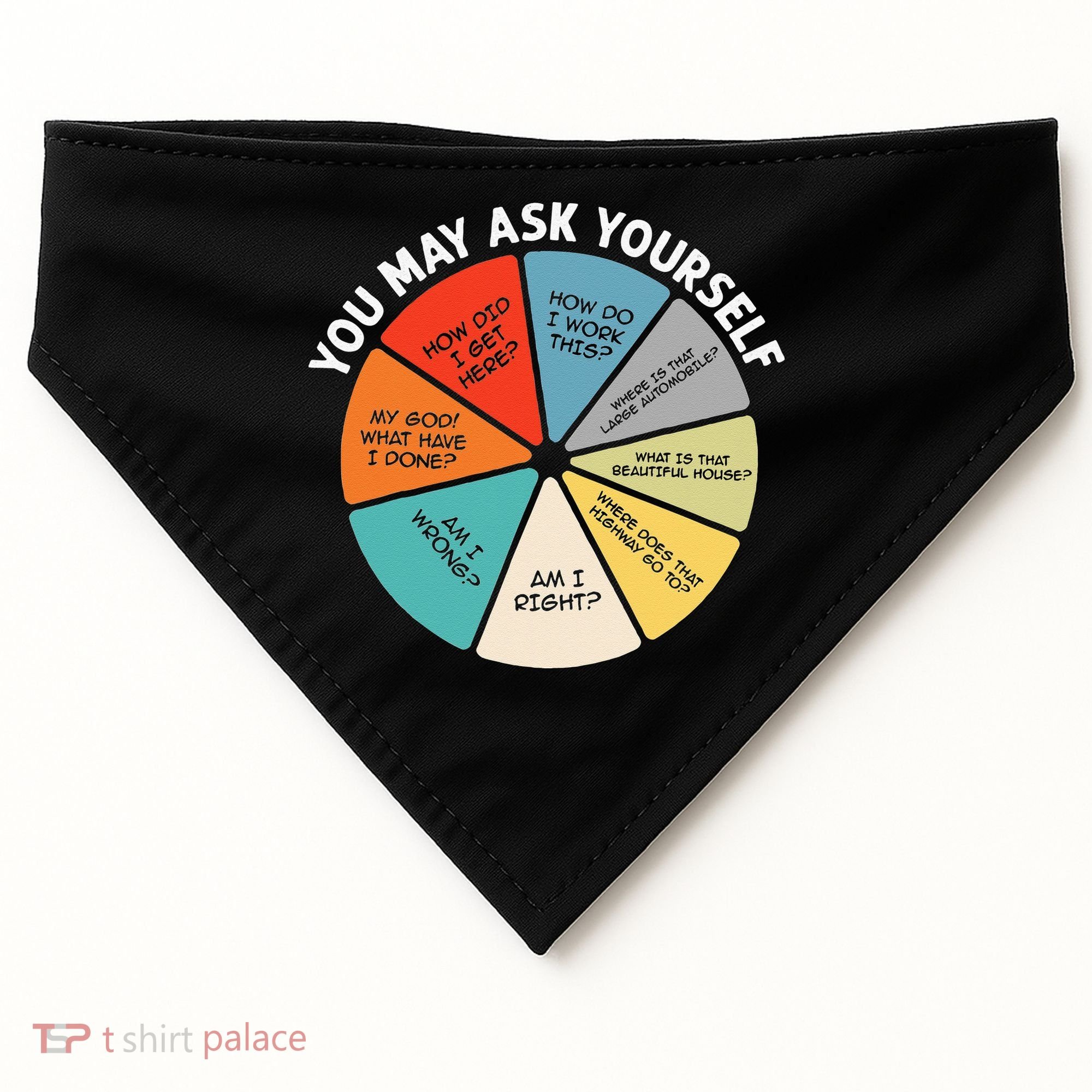 80s Music Retro Lyrics Pie Chart You May Ask Yourself Retro USA-Made Doggie Bandana