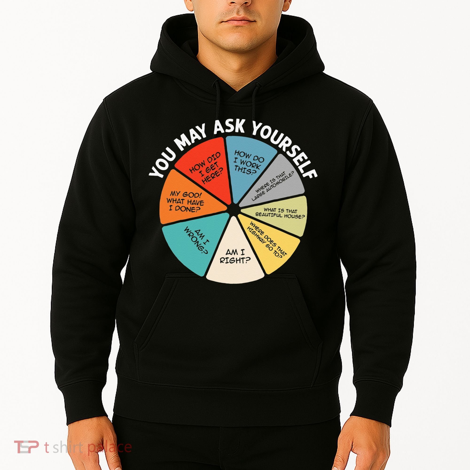 80s Music Retro Lyrics Pie Chart You May Ask Yourself Retro Hoodie