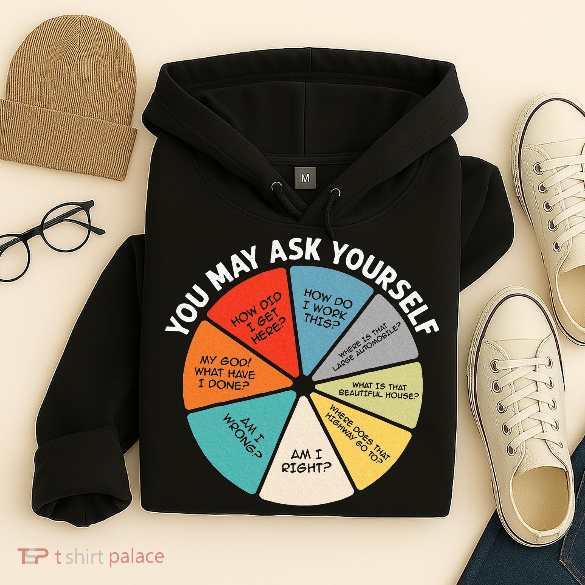 80s Music Retro Lyrics Pie Chart You May Ask Yourself Retro Hoodie
