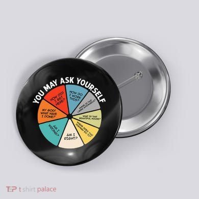 80s Music Retro Lyrics Pie Chart You May Ask Yourself Retro Button