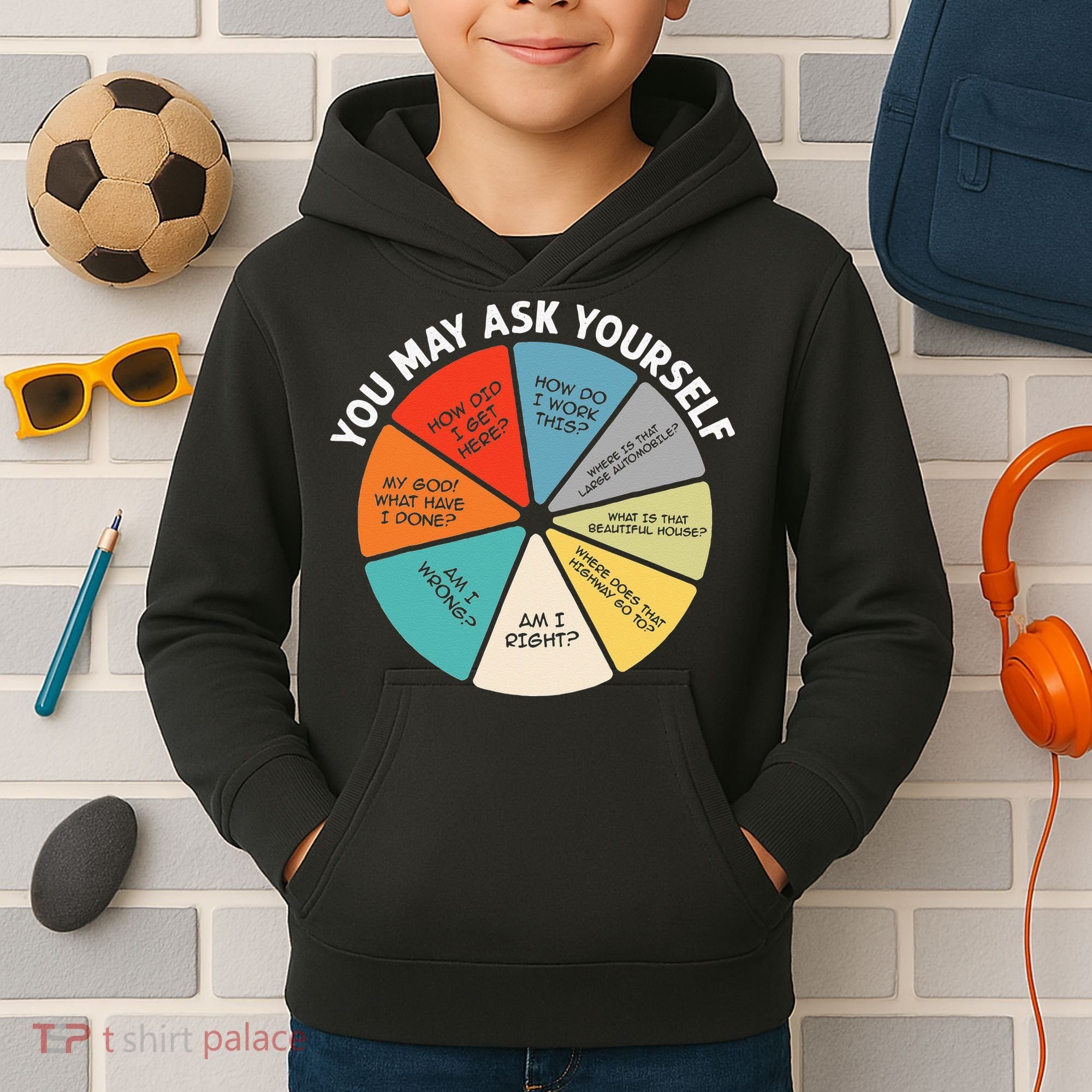 80s Music Retro Lyrics Pie Chart You May Ask Yourself Retro Kids Hoodie