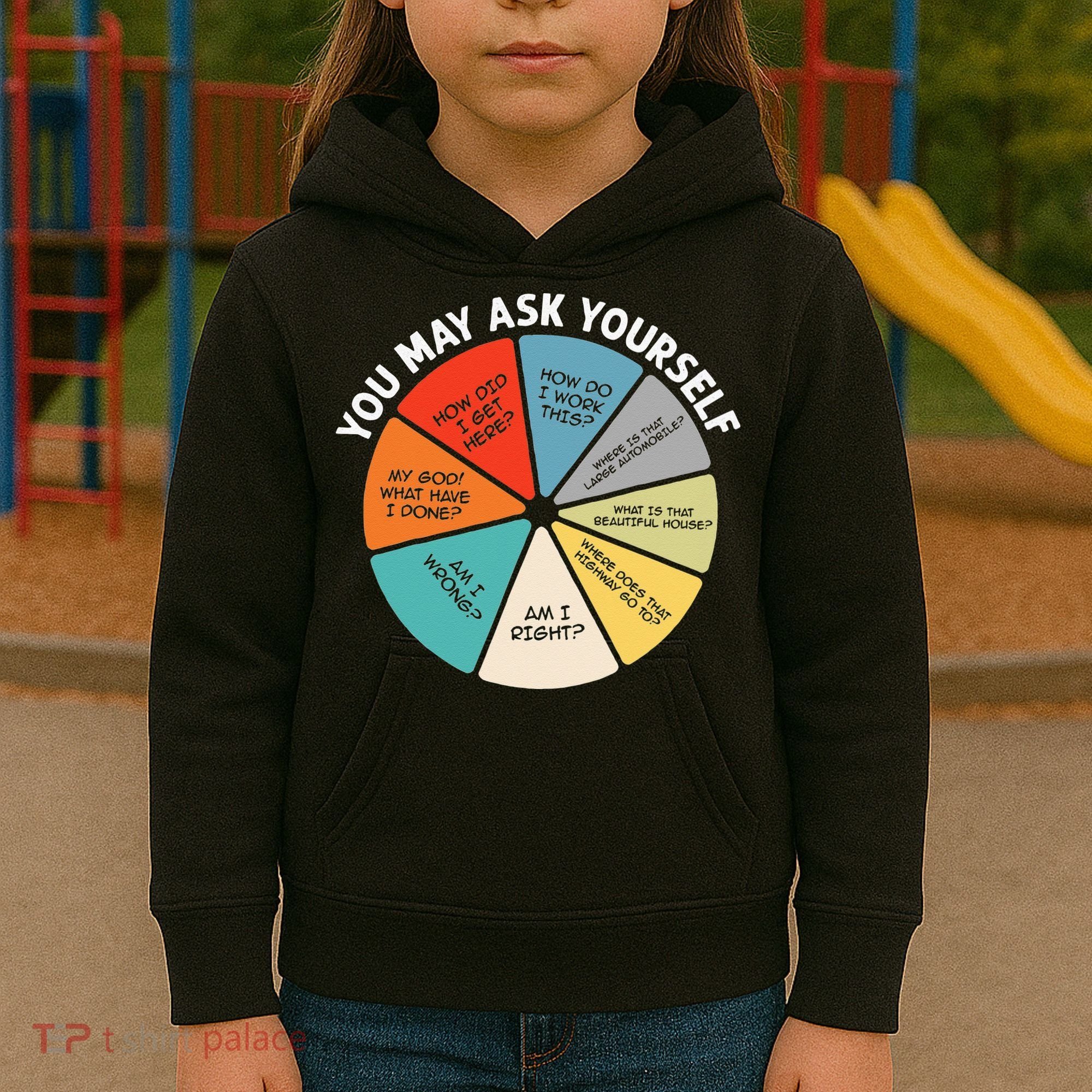 80s Music Retro Lyrics Pie Chart You May Ask Yourself Retro Kids Hoodie