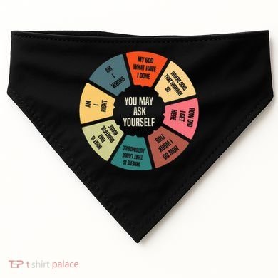 80S Music Retro Lyrics Pie Chart You May Ask Yourself USA-Made Doggie Bandana