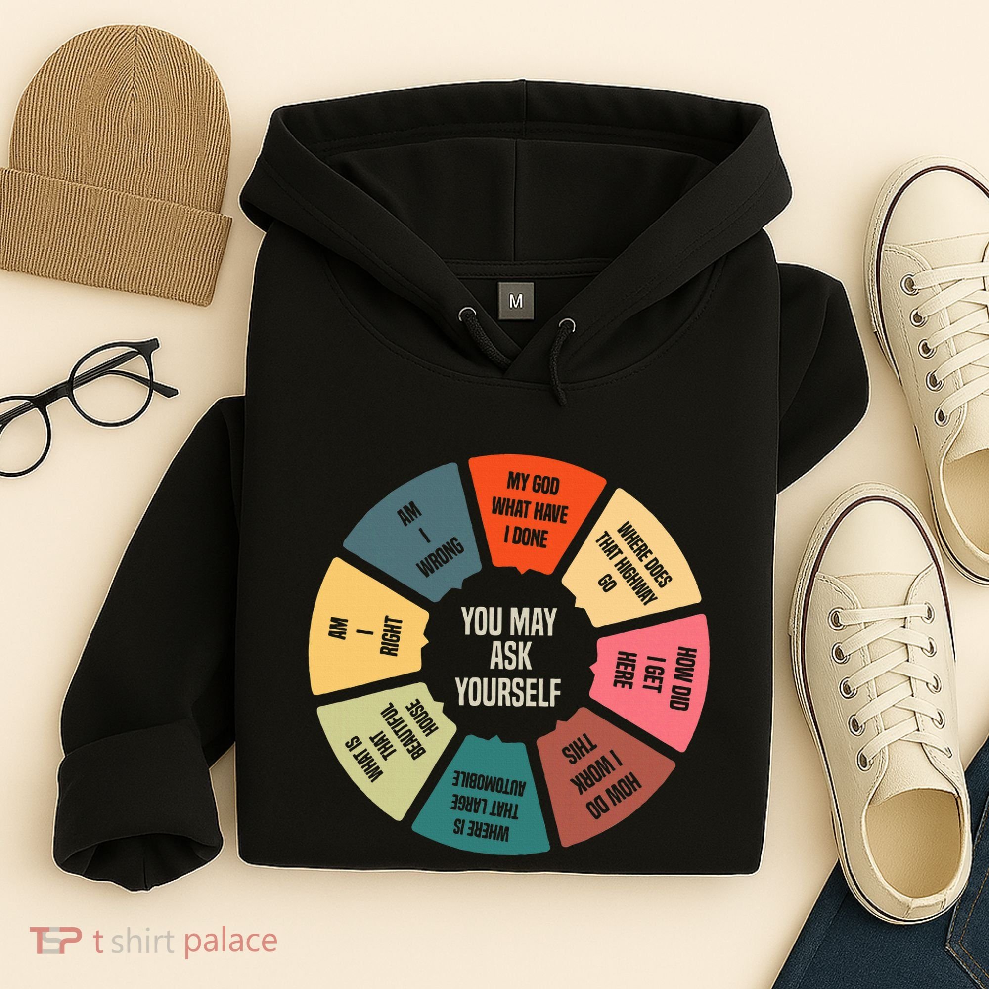 80S Music Retro Lyrics Pie Chart You May Ask Yourself Hoodie