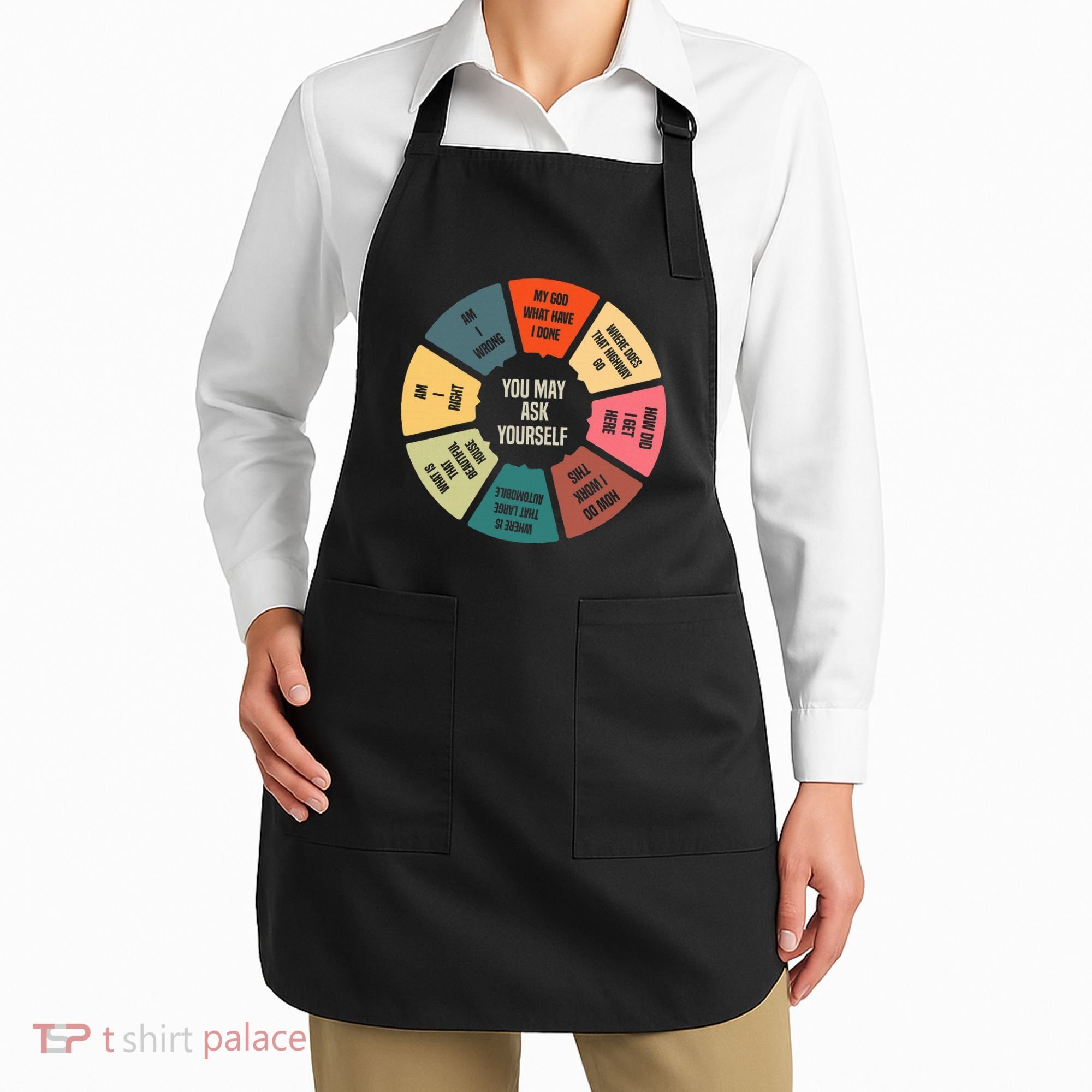 80S Music Retro Lyrics Pie Chart You May Ask Yourself Apron