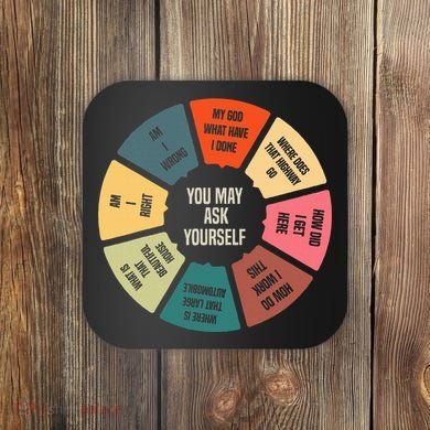80S Music Retro Lyrics Pie Chart You May Ask Yourself Coaster
