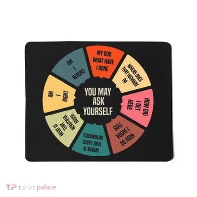 80S Music Retro Lyrics Pie Chart You May Ask Yourself Mousepad
