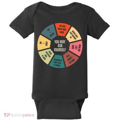 80S Music Retro Lyrics Pie Chart You May Ask Yourself Baby Bodysuit