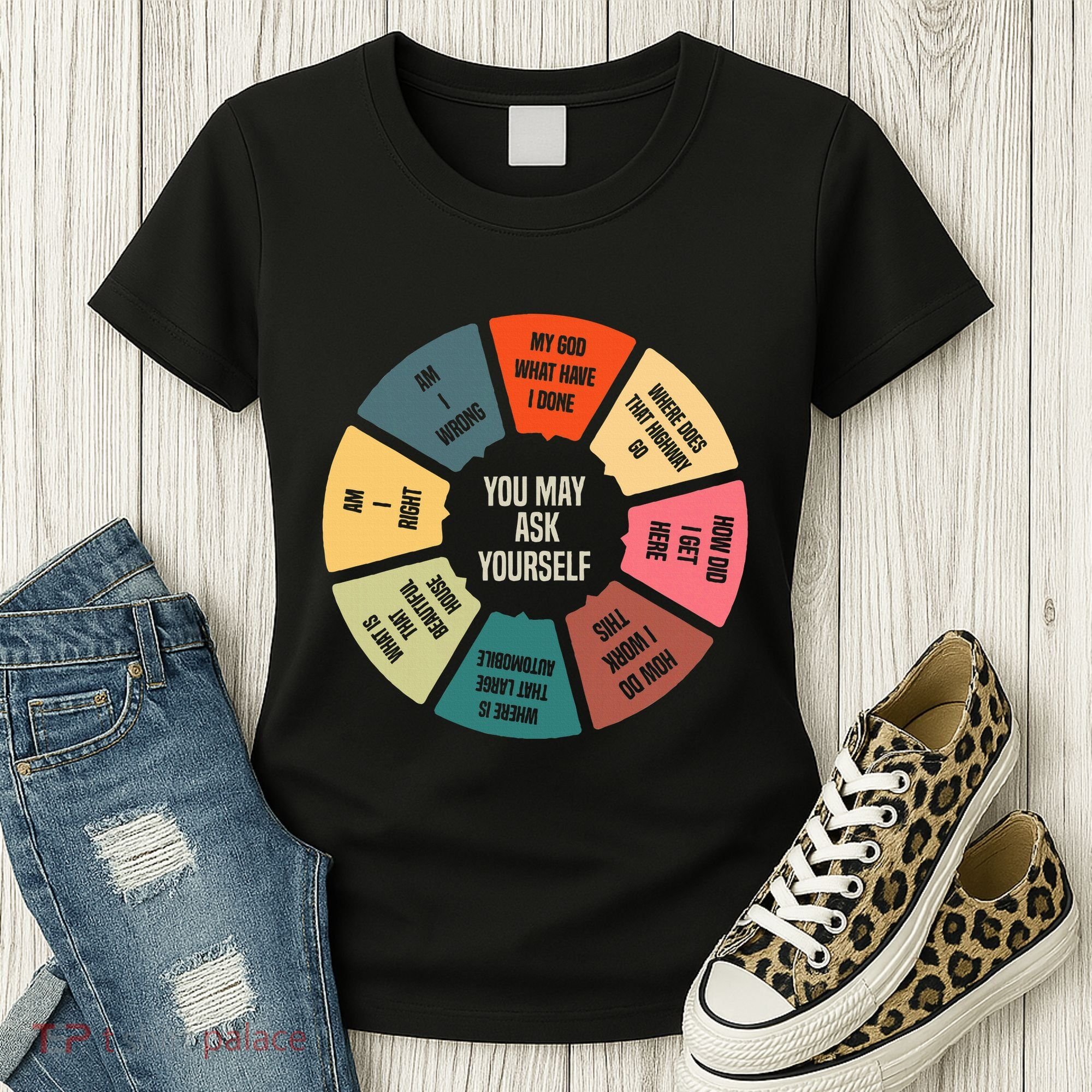 80S Music Retro Lyrics Pie Chart You May Ask Yourself Women's T-Shirt