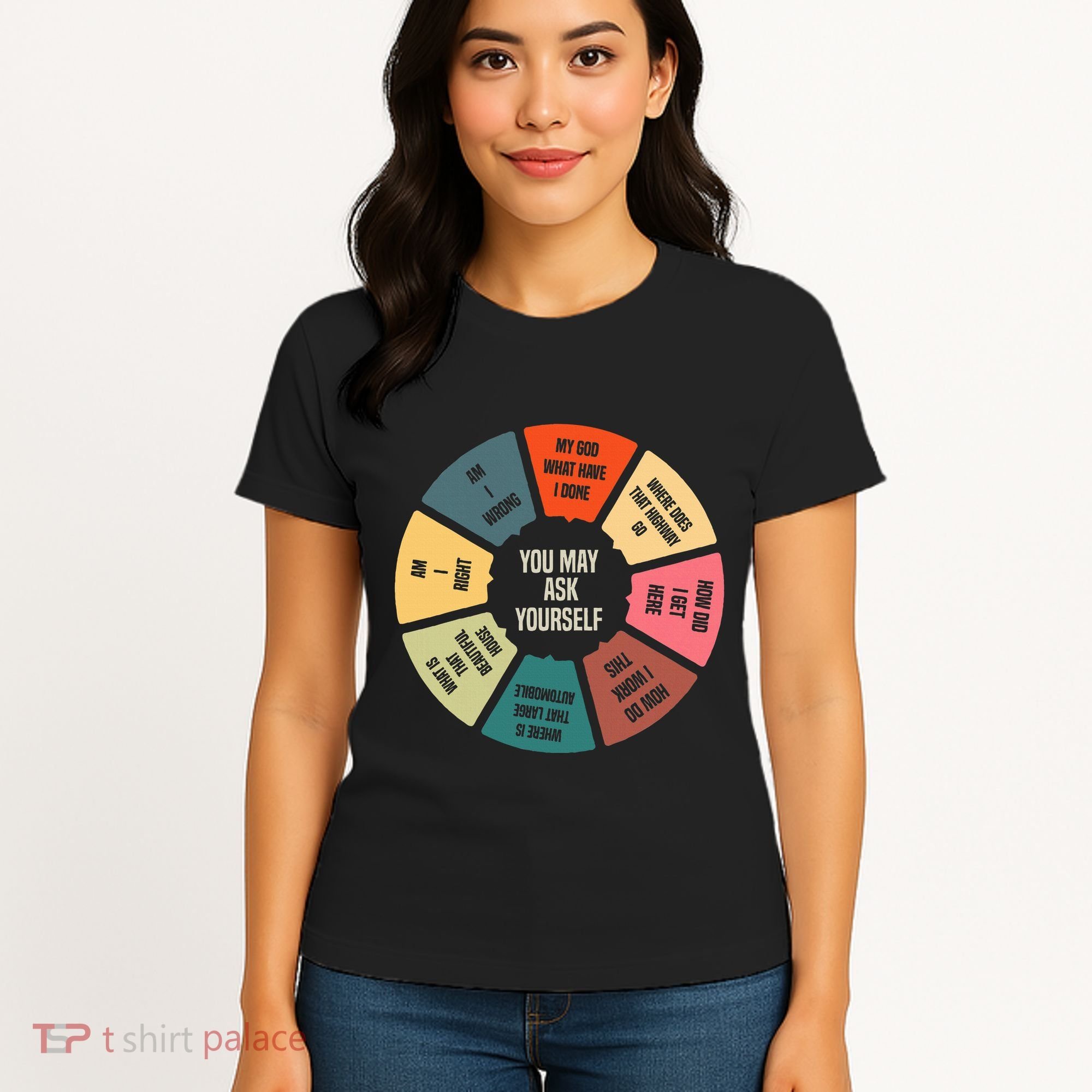 80S Music Retro Lyrics Pie Chart You May Ask Yourself Women's T-Shirt