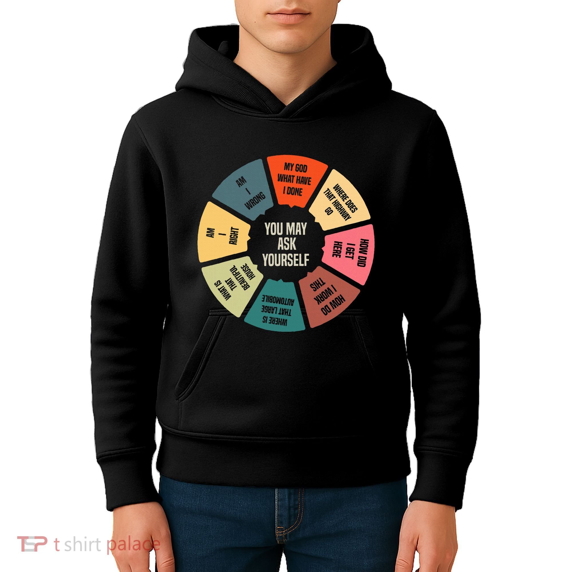 80S Music Retro Lyrics Pie Chart You May Ask Yourself Kids Hoodie
