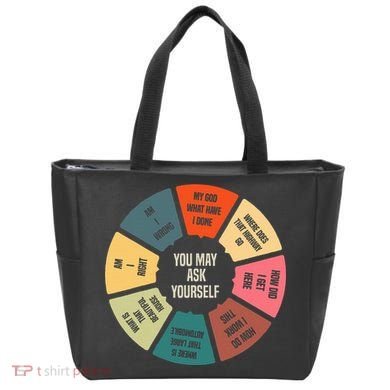 80S Music Retro Lyrics Pie Chart You May Ask Yourself Tote Bag