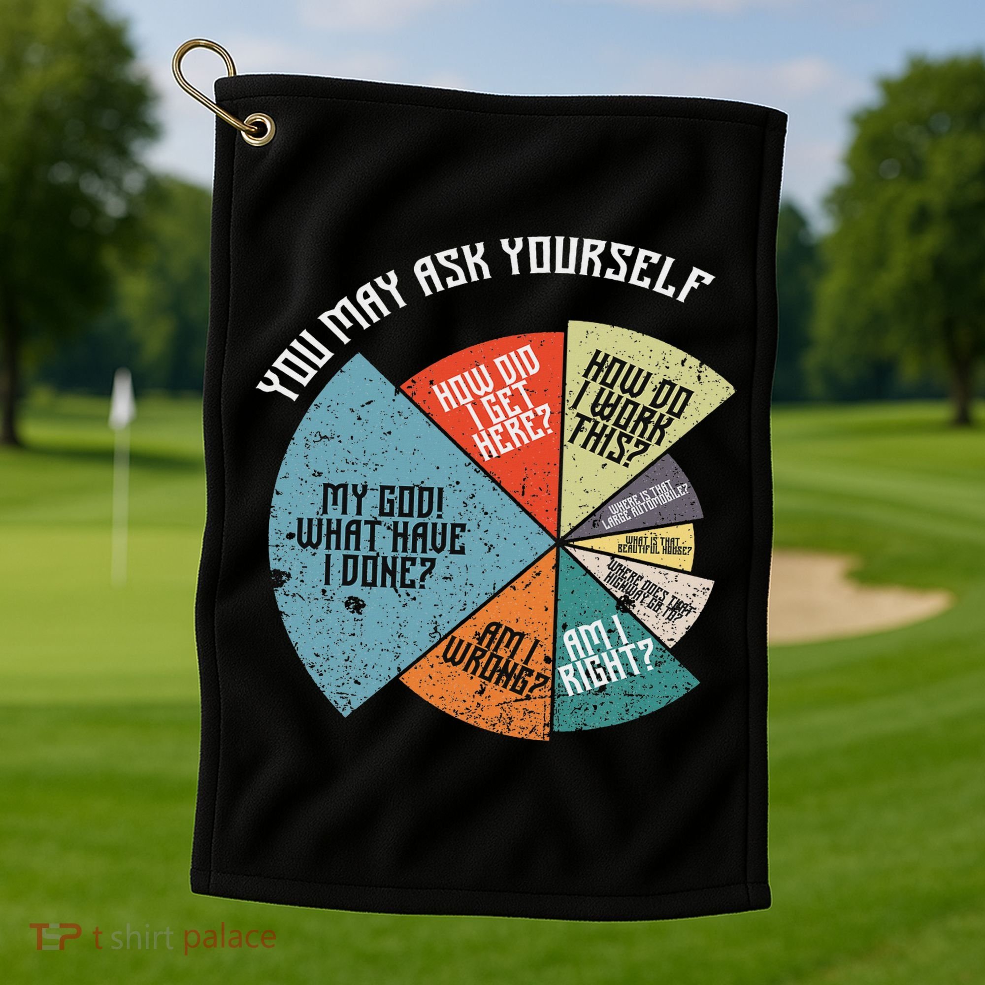 80's Music Retro Lyrics Funny 80s Golf Towel