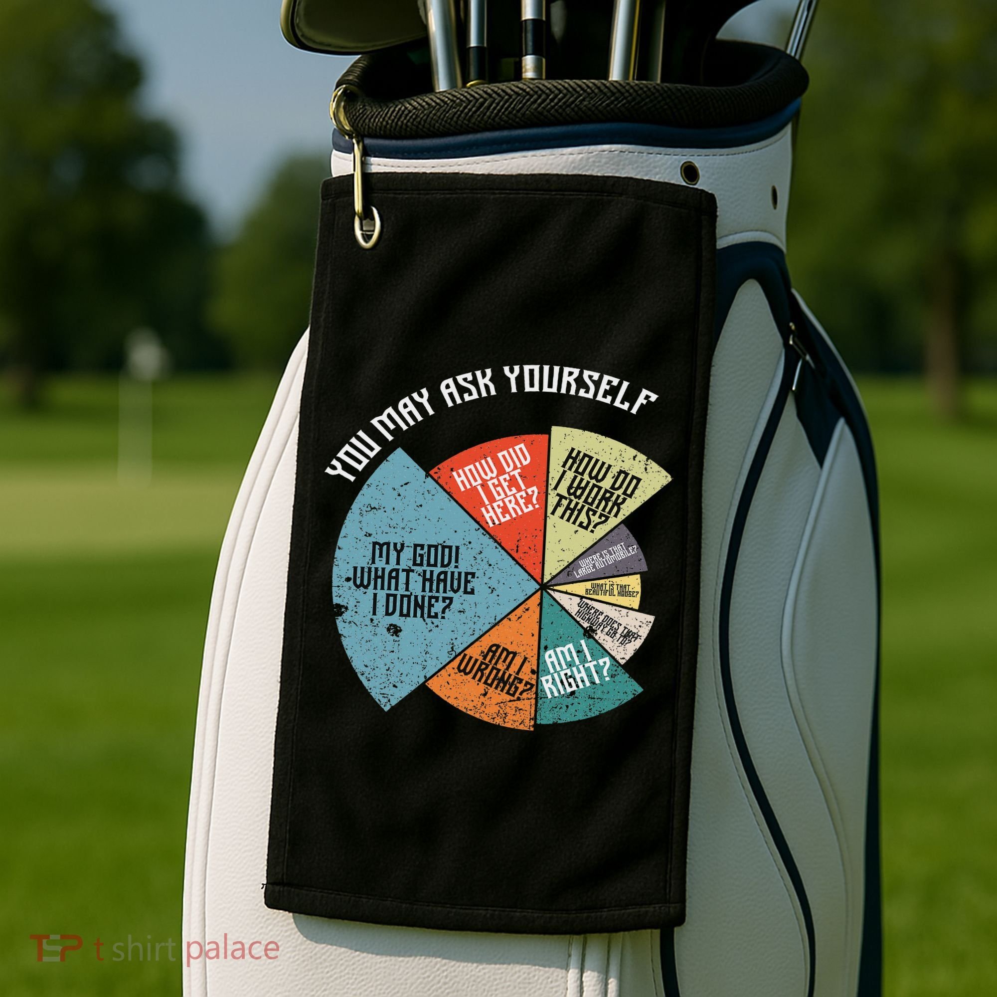 80's Music Retro Lyrics Funny 80s Golf Towel