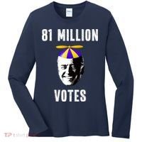 81 Million Votes Anti Biden Funny Political Women's Long Sleeve Shirt thumb 0