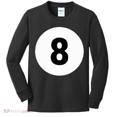 8 Pool Ball 8 Billiards Costume Halloween Group Matching Kids Long Sleeve Shirt