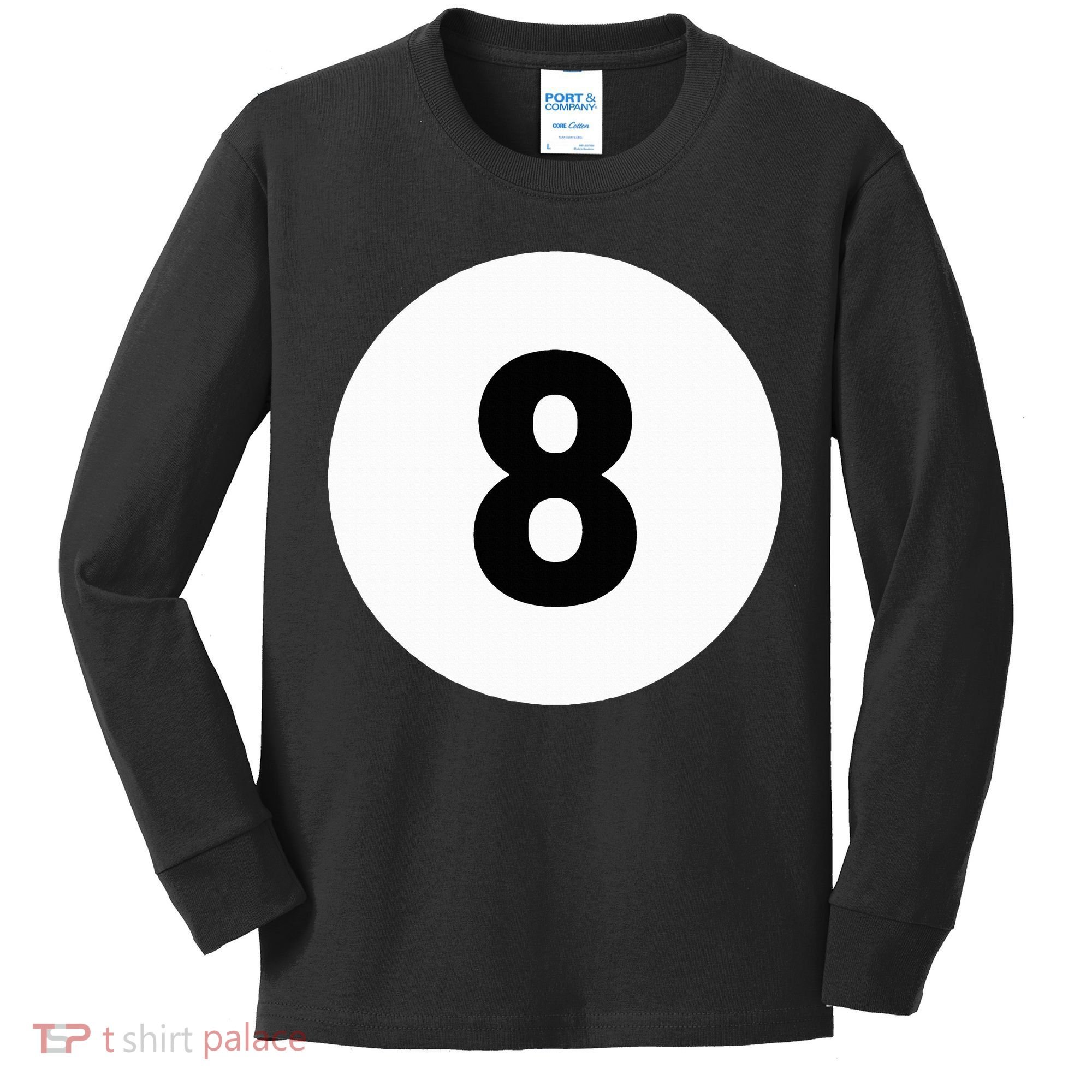 8 Pool Ball 8 Billiards Costume Halloween Group Matching Kids Long Sleeve Shirt