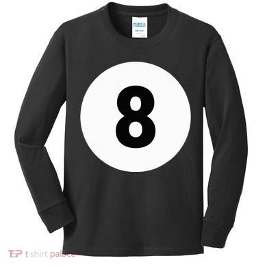8 Pool Ball 8 Billiards Costume Halloween Group Matching Kids Long Sleeve Shirt