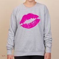 80s Pink Lips Bright Pop Culture 1980s Lovers Gift Women's Sweatshirt thumb 0
