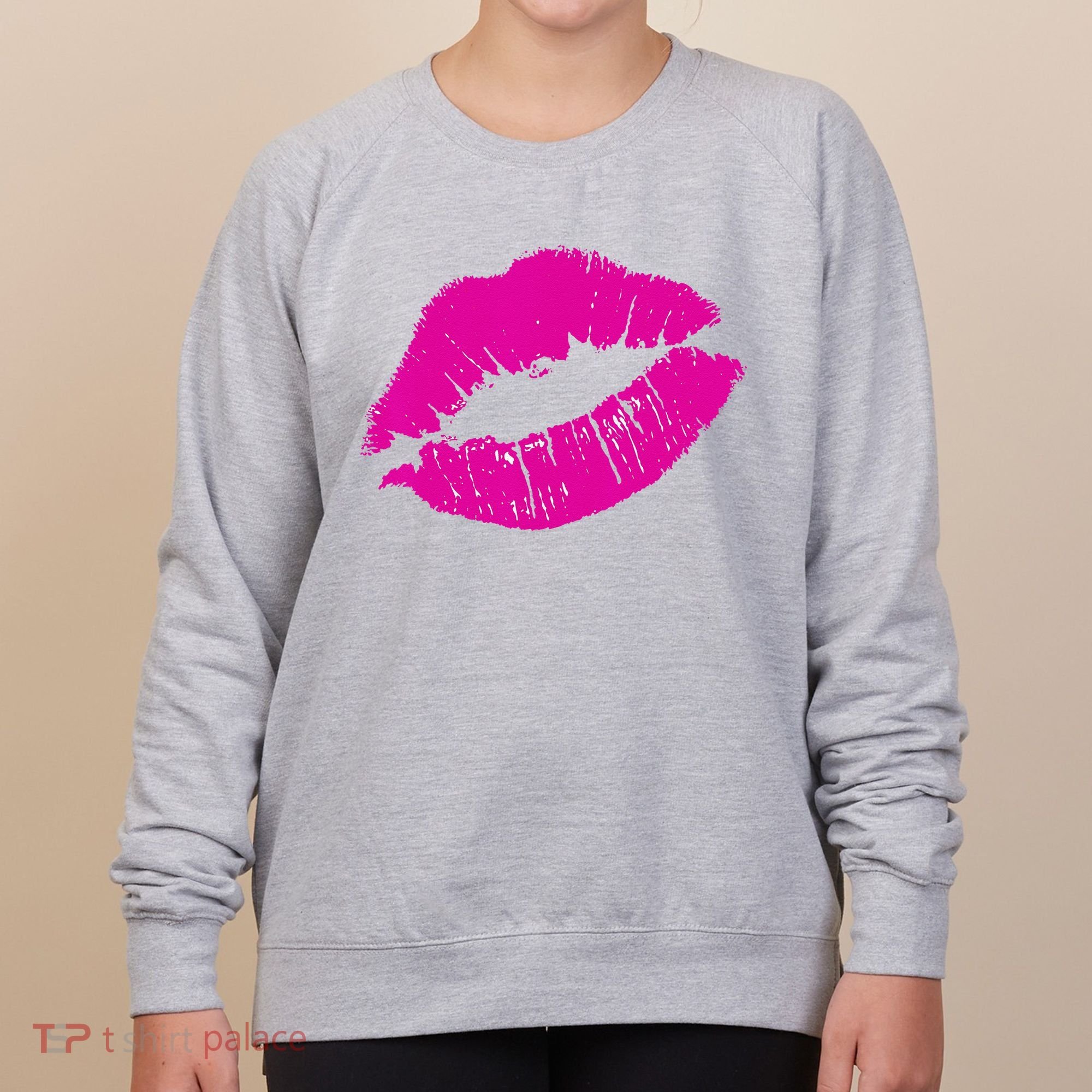 80s Pink Lips Bright Pop Culture 1980s Lovers Gift Women's Sweatshirt