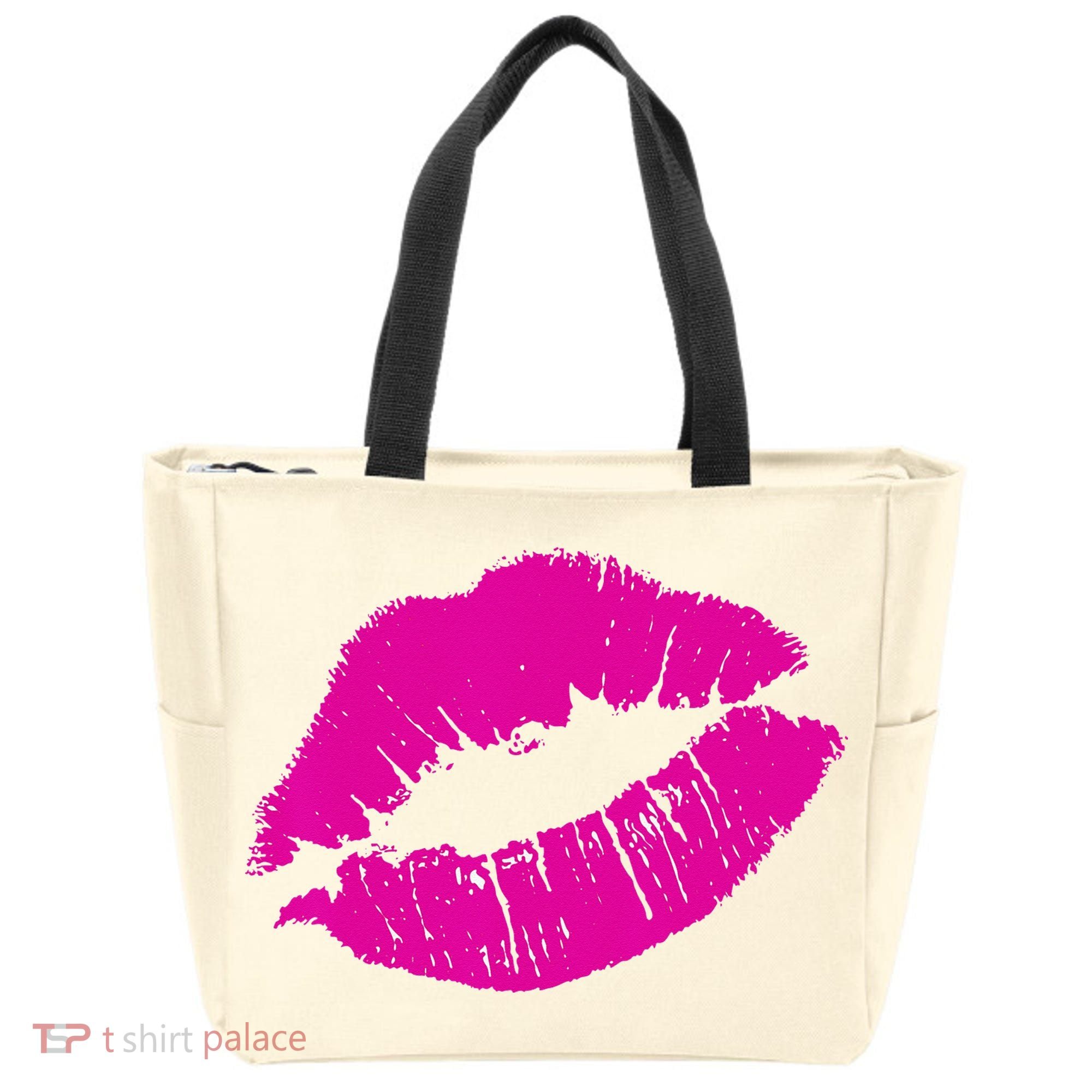 80s Pink Lips Bright Pop Culture 1980s Lovers Gift Tote Bag