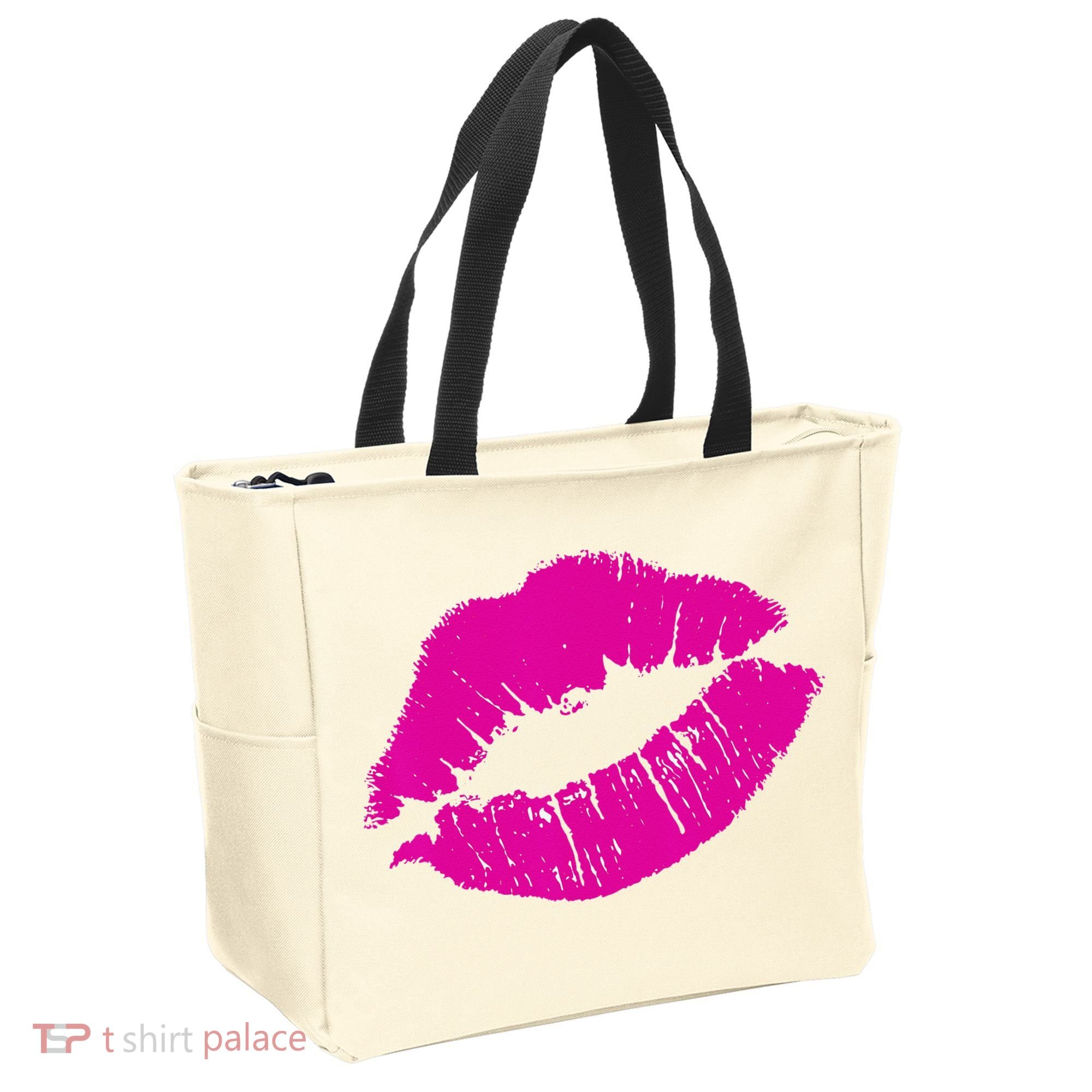 80s Pink Lips Bright Pop Culture 1980s Lovers Gift Tote Bag