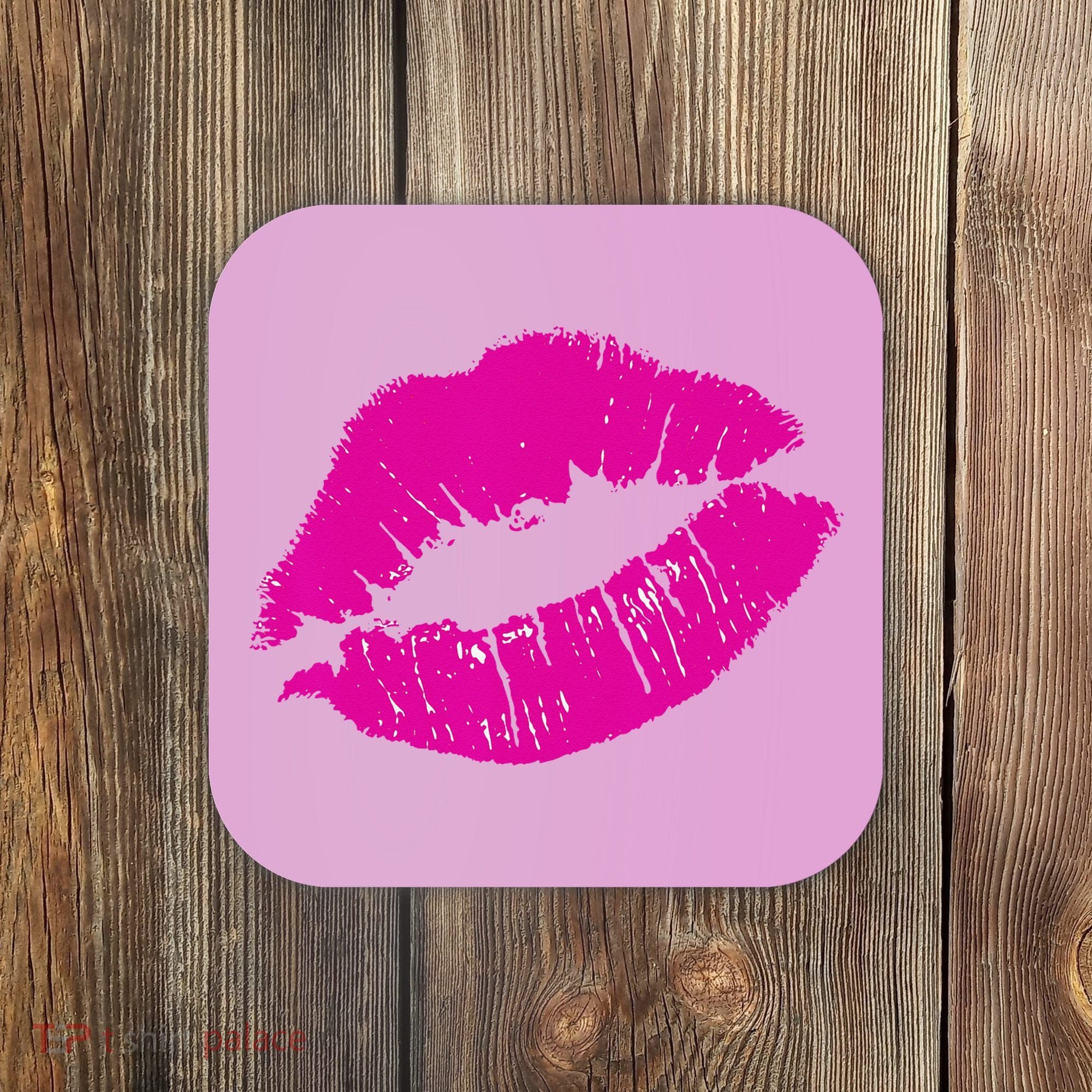 80s Pink Lips Bright Pop Culture 1980s Lovers Gift Coaster