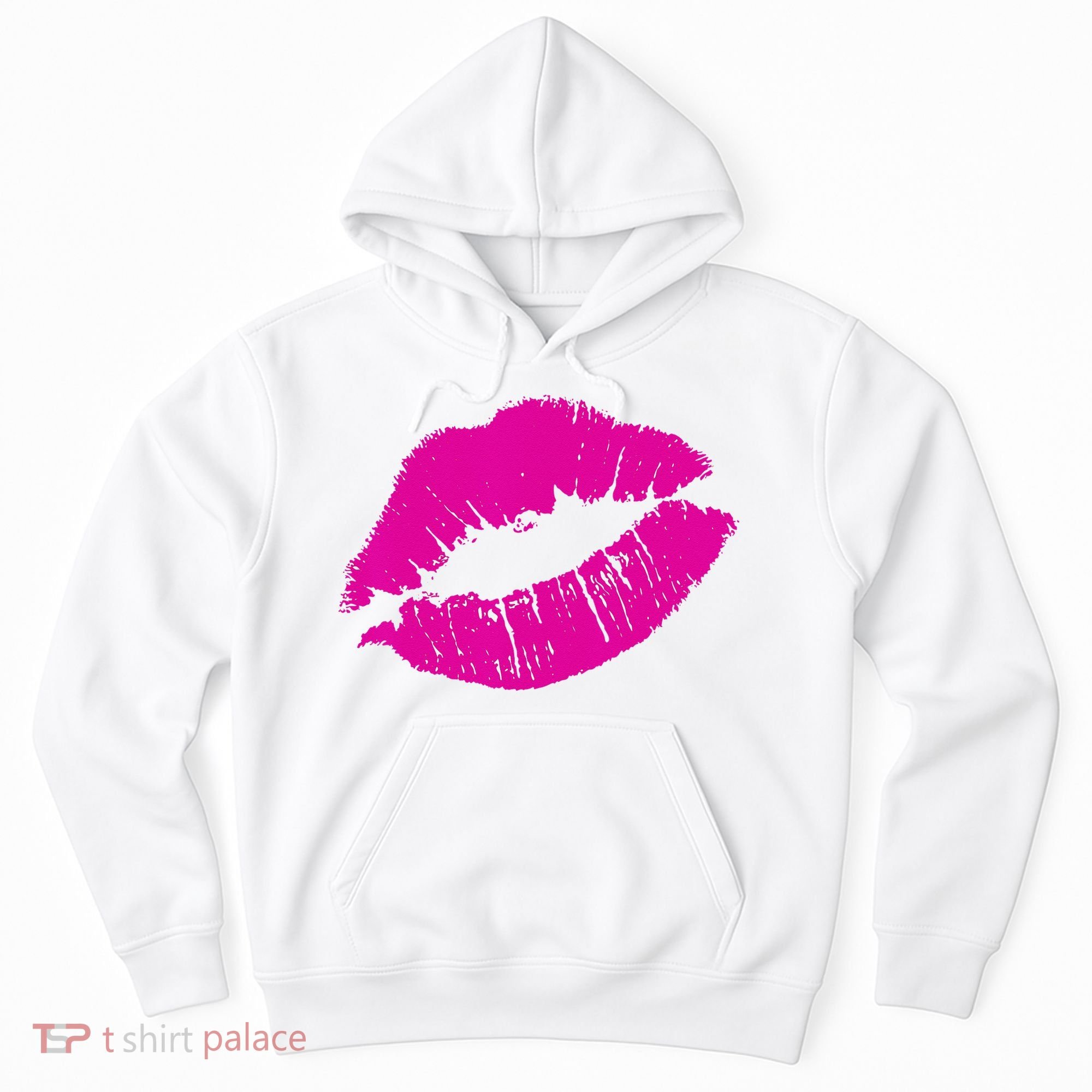 80s Pink Lips Bright Pop Culture 1980s Lovers Gift Hoodie