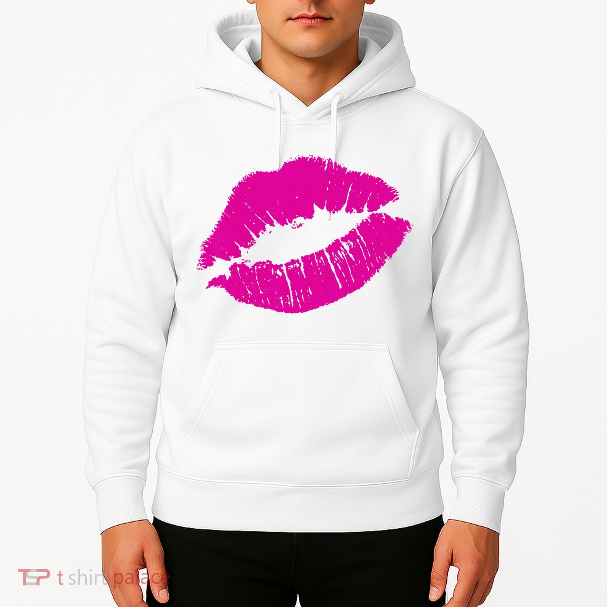 80s Pink Lips Bright Pop Culture 1980s Lovers Gift Hoodie