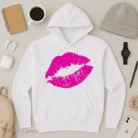 80s Pink Lips Bright Pop Culture 1980s Lovers Gift Hoodie thumb 3