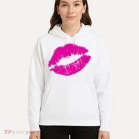 80s Pink Lips Bright Pop Culture 1980s Lovers Gift Hoodie thumb 5