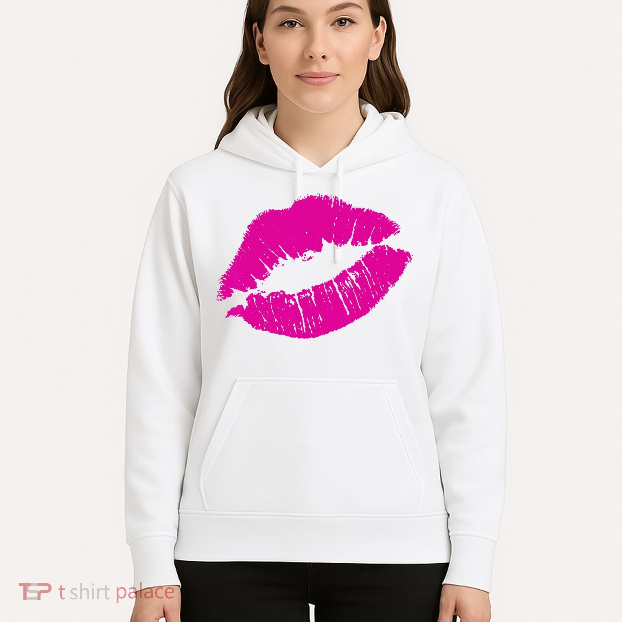 80s Pink Lips Bright Pop Culture 1980s Lovers Gift Hoodie