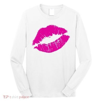 80s Pink Lips Bright Pop Culture 1980s Lovers Gift Long Sleeve Shirt