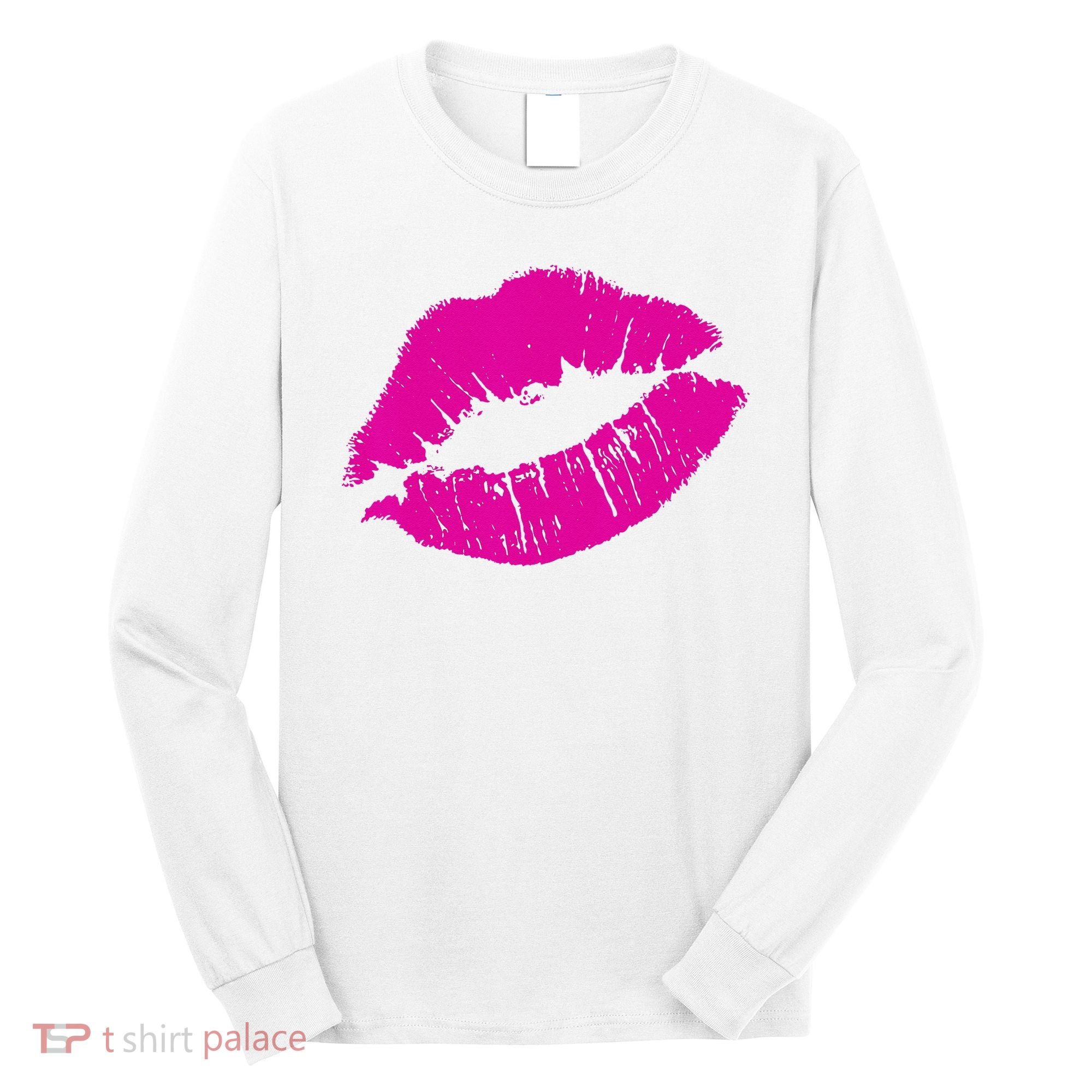 80s Pink Lips Bright Pop Culture 1980s Lovers Gift Long Sleeve Shirt