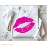 80s Pink Lips Bright Pop Culture 1980s Lovers Gift Sweatshirt thumb 2