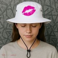 80s Pink Lips Bright Pop Culture 1980s Lovers Gift Bucket Hat thumb 3