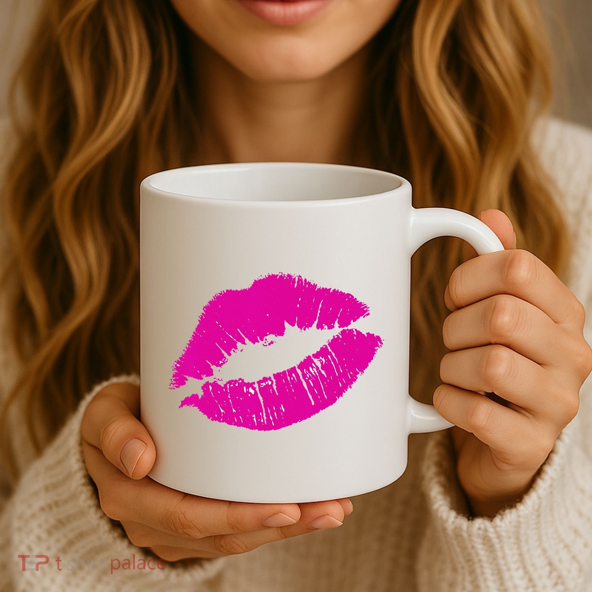 80s Pink Lips Bright Pop Culture 1980s Lovers Gift Coffee Mug