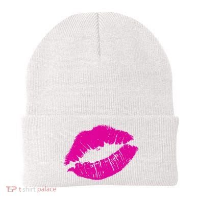 80s Pink Lips Bright Pop Culture 1980s Lovers Gift Beanie