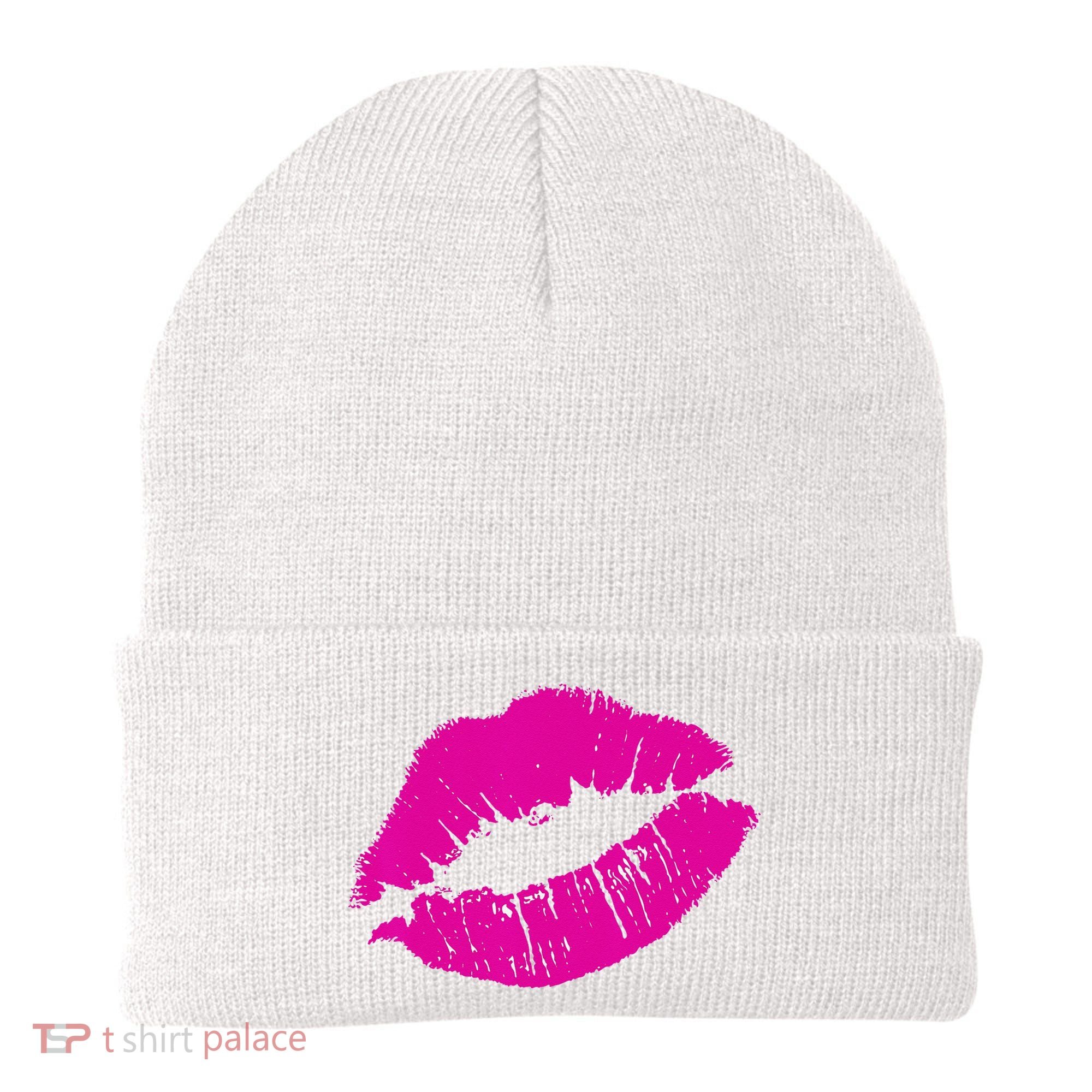 80s Pink Lips Bright Pop Culture 1980s Lovers Gift Beanie