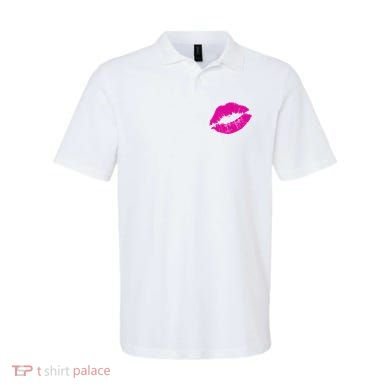 80s Pink Lips Bright Pop Culture 1980s Lovers Gift Polo