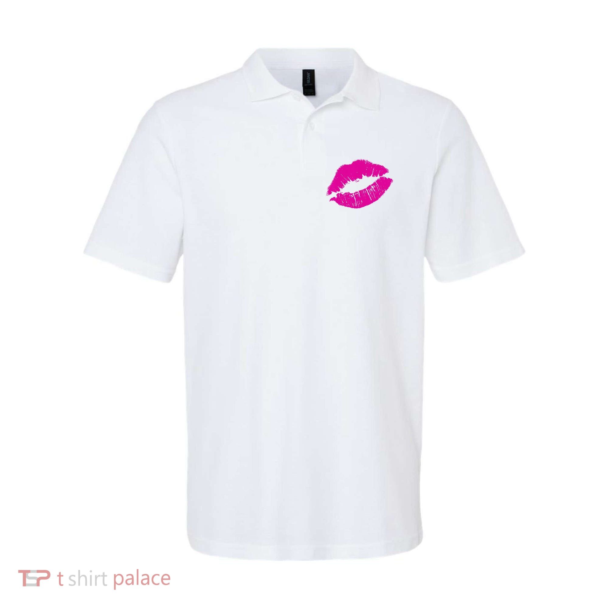 80s Pink Lips Bright Pop Culture 1980s Lovers Gift Polo