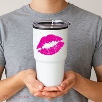 80s Pink Lips Bright Pop Culture 1980s Lovers Gift Tumbler thumb 2