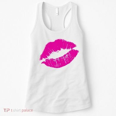 80s Pink Lips Bright Pop Culture 1980s Lovers Gift Women's Tank Top