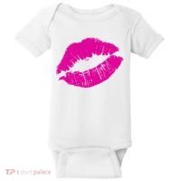 80s Pink Lips Bright Pop Culture 1980s Lovers Gift Baby Bodysuit thumb 0
