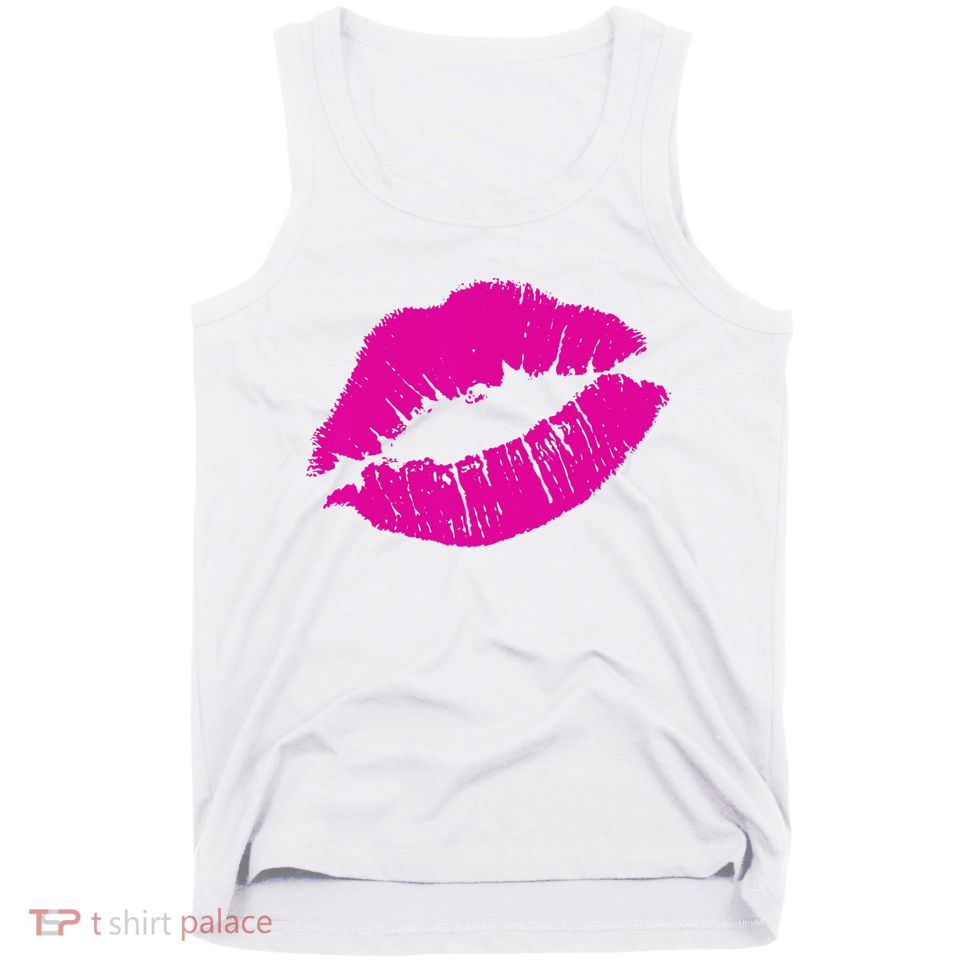 80s Pink Lips Bright Pop Culture 1980s Lovers Gift Tank Top