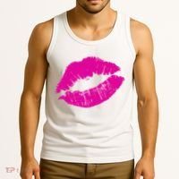 80s Pink Lips Bright Pop Culture 1980s Lovers Gift Tank Top thumb 3