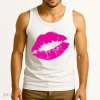 80s Pink Lips Bright Pop Culture 1980s Lovers Gift Tank Top thumb 3