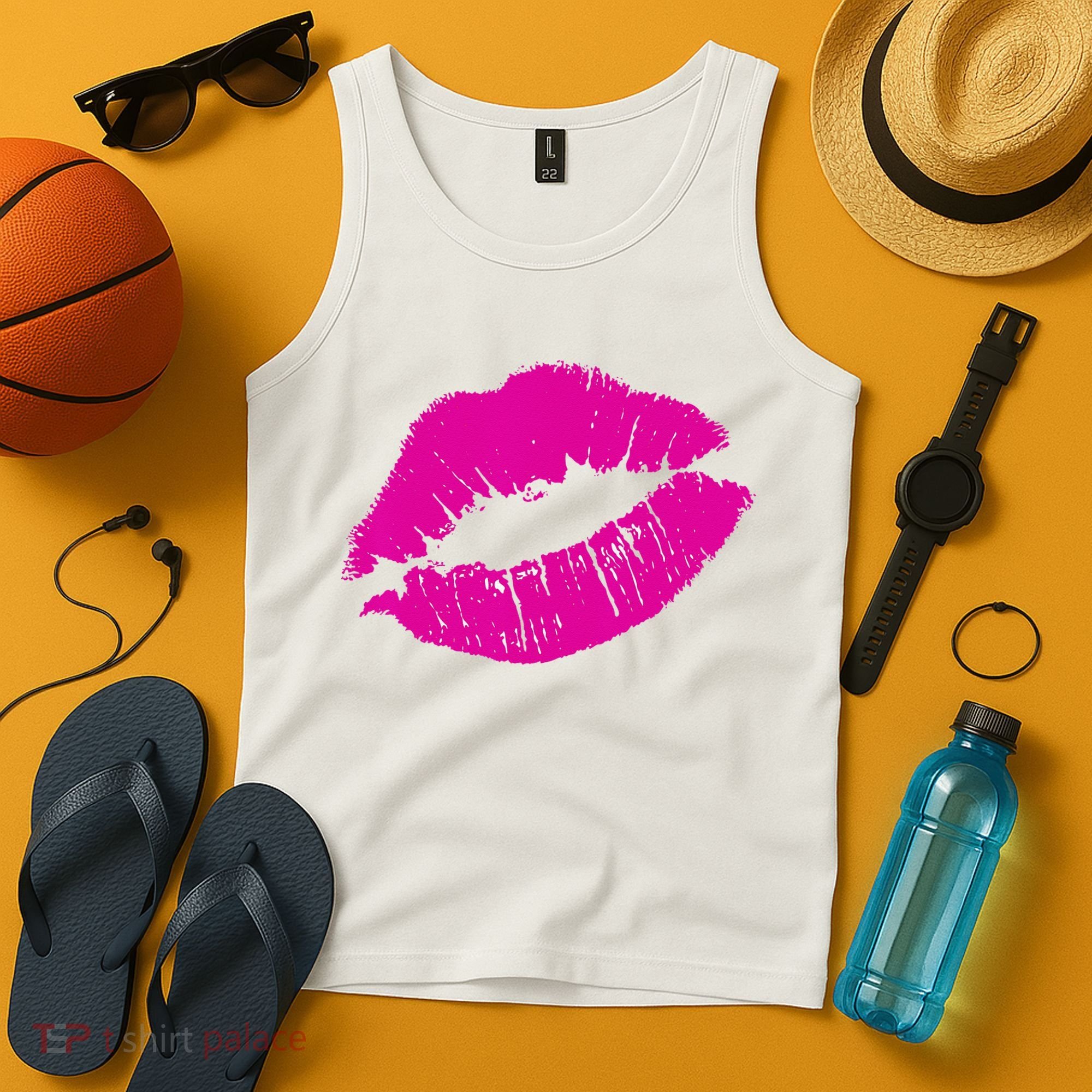80s Pink Lips Bright Pop Culture 1980s Lovers Gift Tank Top