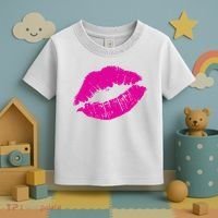 80s Pink Lips Bright Pop Culture 1980s Lovers Gift Toddler T-Shirt thumb 3