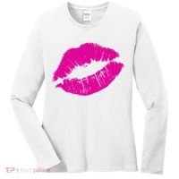 80s Pink Lips Bright Pop Culture 1980s Lovers Gift Women's Long Sleeve Shirt thumb 0